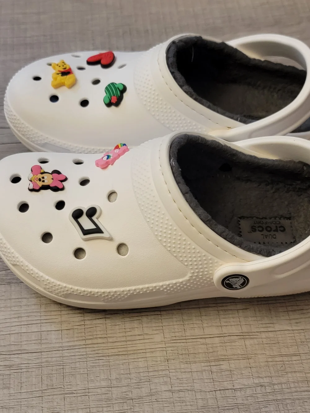 Kids White Clog Shoes with Character Charms - Comfortable Slip-On